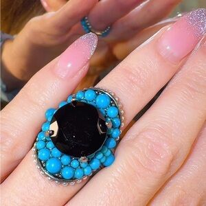 Gucci NIB Black, Turquoise and pearl Statement Ring